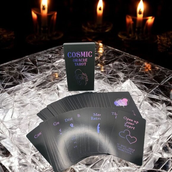Cosmic Oracle Tarot Deck – 78 Holographic Cards w/ Guidebook in Tin - Picture 1 of 5